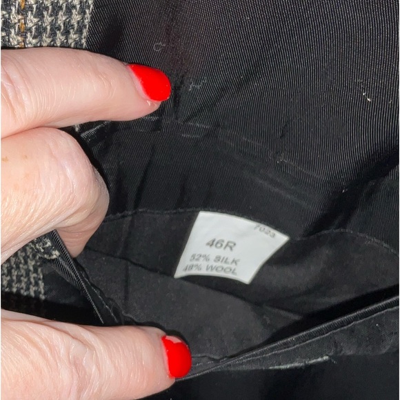 Jos. A. Bank 44R Black Gold Dark Drown Wool Silk Plaid Suit Blazer Jacket Coat - Picture 8 of 11